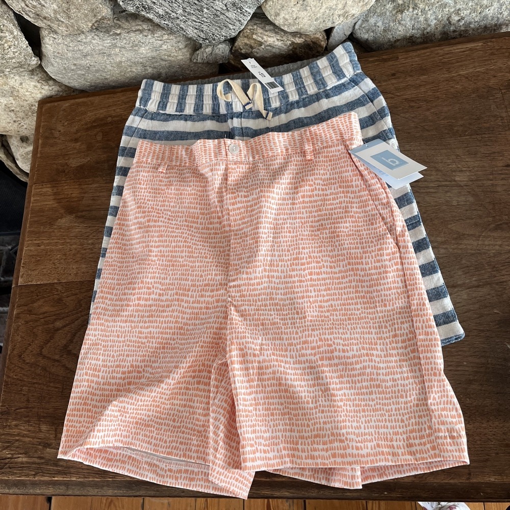 NWT Bella Orange Pattern + Rockets Of Awesome Blue Striped Shorts Boy's Size 10